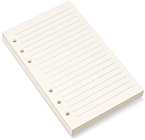 Bidponds A6 liniertes Nachfüllpapier, 6 Löcher, Nachfüllpapier für A6-Organizer, 6-Ringbuch, 80 Blatt, 10,5 x 16,9 cm, Beige (1)