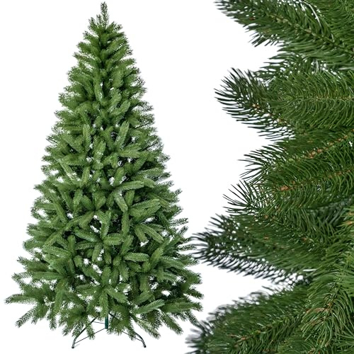 SMEREKA® Künstlicher Weihnachtsbaum 150, 180, 210, 230, 250 cm - 100% Spritzguss Weihnachtsbaum Made in EU - Künstlicher Tannenbaum mit Ständer Metall - Christbaum Künstlich wie Echt (Grün, 180 cm)