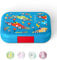 VINSUN Lunchbox für Kinder mit 4 Fächern - Auslaufsicher, BPA frei, spülmaschinengeeignet - Blaue Bento Box mit Auto Motiv für Kindergarten, Grundschule, Ausflüge