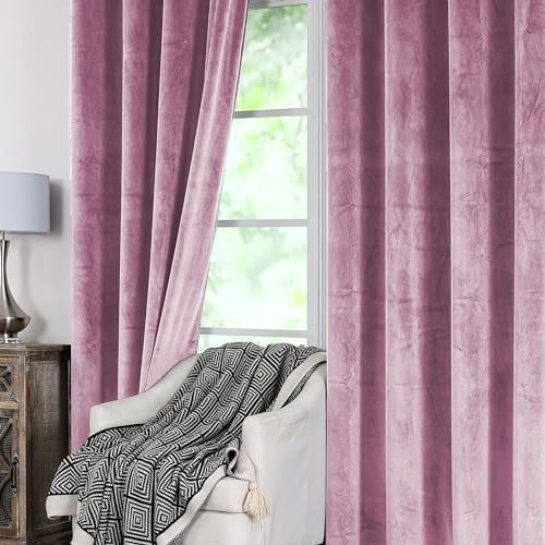 Schwar Textilien ® | Gardine Samt | 300x245cm | #1702 | Öse | Altrosa