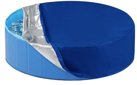 HJYDGJ Cubierta de piscina para perros Cubierta de piscina para perros de lona de protección de piscina redonda lona cubierta de lona redonda de lona de piscina redonda con cordón de sujeción - Azul