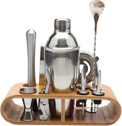 GeRRiT Kit con Barra de Soporte, Juego de coctelera for Mezclar Bebidas, Herramientas de Barra, coctelera, el Mejor Kit de Barman for Principiantes, Utensilios de Cocina