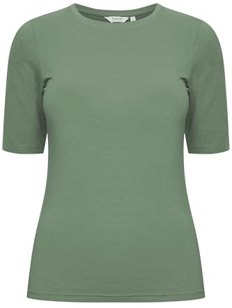 b.young Damen T-Shirt Slim Fit Ellenbogen-Länge Rundhalsausschnitt Shirt, Farben:Grau, Größe:XXL