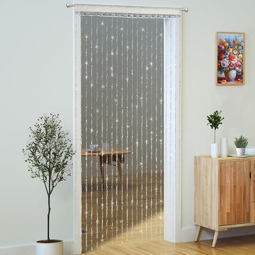 YaoYue Crystal Beaded Curtain Door Curtains Room Divider Hanging Diamond Acrylic Beads for Doorway Hippie Closet Bedroom Wall Window Backdrop Decor (35.5×79in/90×200cm, Crystal)