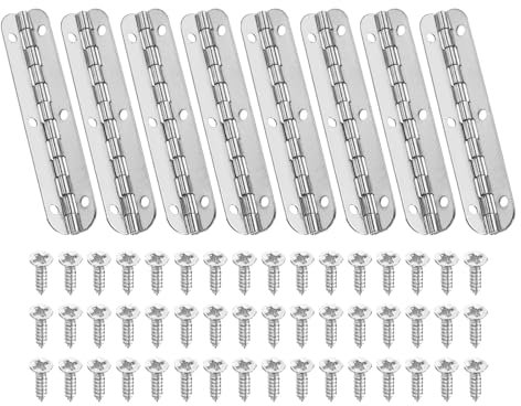 PATIKIL Bisagra de Piano Pequeña 2.6 x 0.6, Paquete de 8 Bisagras Mini de 90 Grados para Cajas de Joyería con Tornillos para Cajas de Madera de Joyería, Color Plata