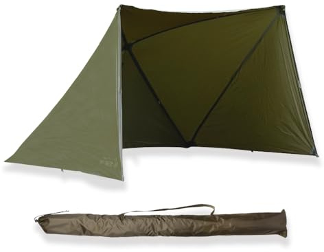 Strategy Fast Shelter – Wasserfestes Outdoor Pop-Up Zelt mit 5000mm Wassersäule, Schraubheringen und Abspannseilen – Kompaktes Packmaß, Sturmfest für Camping, Angeln, Wandern, Strand und Festivals