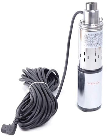 Bomba sumergible de 280 W, funciona con energía solar, 48 V CC, de acero inoxidable, bomba de agua de 60 m, hasta 16 L/min, adecuada para jardín, estanque, sótano