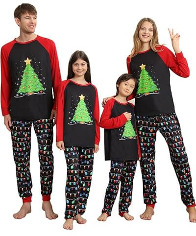 Kouric Pigiama Natale Famiglia, Pigiami Natalizi per Tutta la Famiglia, Pigiama Natalizio Famiglia Pigiami Natale, Girocollo Due Pezzi Natale Pajamas Set per Donna Uomo Bambino Bambina