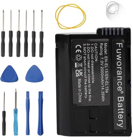 Fuworance 2000mAh 7V EN-EL15 Battery Compatible with Nikon 1 V1, D600, D610, D750, D800, D800E, D810, D810A, D7000, D7100, D7200, D7500, Z6 II, D610, D600, Z6, Z7, Z7 II, Z6 II, Z5 Camera Battery