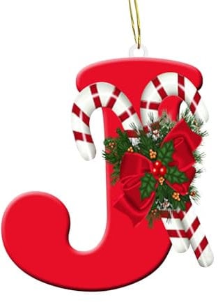 26 English Letters Christmas Tree Decorations, Christmas Acrylic Alphabet Letter Pendant, Xmas Tree Hanging Decor, Christmas Letter Pendants, DIY Christmas Decorations (J)