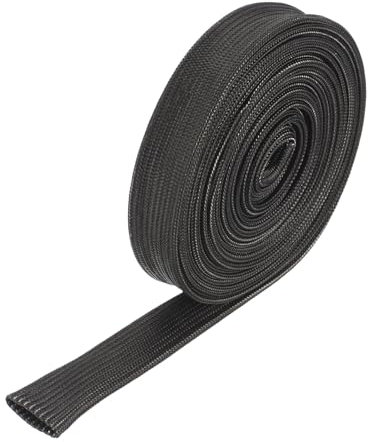 sourcing map Heat Shield Sleeve, 0.4 ID 10 Feet Heat Sleeve Automotive Wire Heat Shield Fuel Line Heat Shield Sleeve Heat Sleeve Heat Wrap 500 Degree for Wires, Black