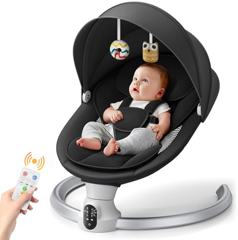 Helangel Sdraietta Neonati Elettrica, Dondolo Neonati Elettrico per bambini con telecomando e wireless per stile di controllo APP fino a 9 kg di peso con imbracatura di sicurezza a 5 punti