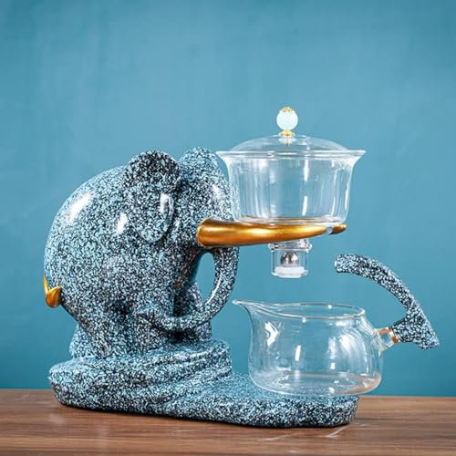 Creative Elephant Shaped Heat Resistant Glass Teapot Set with Automatic Base Tea Set for Teapot and Cup