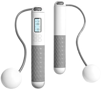 Flintronic Corde à Sauter Intelligente avec Compteur, Corde a Sauter sans Fil Réglable, Jump Rope avec Roulements à Billes en Acier et Poignées Antidérapantes, pour Fitness, Perte de Graisse, Gym-Gris