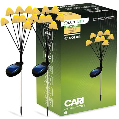 Lumiled Pilz Solarlampen Pilzlampe für den Außenbereich Treppenleuchte Solar Gartenleuchten IP65 wasserdicht für Außenbereich, Gartenornamente für Veranda, Terrasse, 8 LEDs 3000K 2er-Pack
