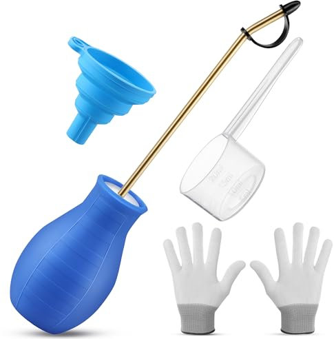 Diatomaceous Earth Powder Duster, Garden Powder Applicator Dispenser with Long Metal Tube, Bulb Duster Sprayer Insect Duster for Home Powder for Organic Gardening Agricultural Supply 1 Pack (Blue)
