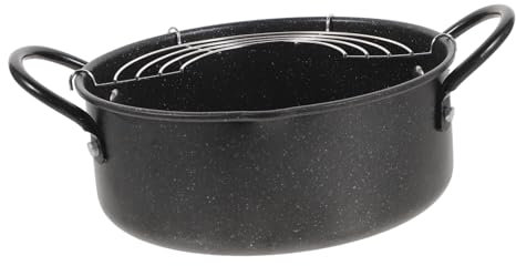 FONDOTIN Olla para Freír De Hierro con Antiadherente para Tempura y Escurridor De Aceite