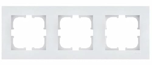 EXEN - Serie KARELL Rahmen 3-fach für Lichtschalter und Steckdose - Panel für Wandlichtschalter und Steckdosen - Weiß - 224mm - K103/01E