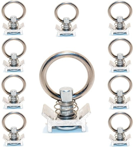 Gubar-Tech Heavy Duty 10 x Single Fitting Silber ALU für Airlineschienen -1000 daN/kg Endbeschlag L-Track Zurrschienen