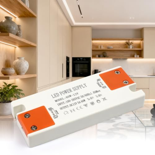 KSIBNW Netzteil 12V 5A, LED Trafo 230V auf 12V 5A 60W Transformator Driver 12Volt Treiber AC/DC Konstantspannungs Niedervolttrafo Extra Dünn Linearantrieb für LED Streifen, Nicht Dimmbar