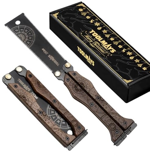 TOOLMAYS Handsäge mit SK5-Klinge (13/15 TPI), Japanische Klapp-Zugsäge 15cm, Geschenke für Heimwerker, Tragbare Japansäge