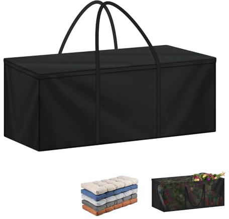 LAMUNI Auflagentasche Gartenauflagen Aufbewahrungstasche 125x40x55cm | Schutzhülle Polsterauflagen mit Tragegriff, 420D Oxford Gartenpolster Aufbewahrung Tasche für Auflagen, Palettenkissen