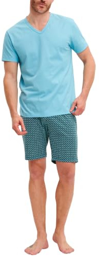 CALIDA Cotton Special Kurz-Pyjama Herren Retro Blue 56