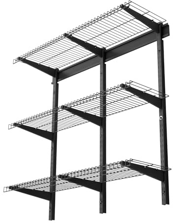 VEVOR 3-Tier Heavy Duty Wall Garage Shelving, 1 x 3 ft Steel Wall Mounted Shelving Unit, 11 x 36 Inch Per Shelf Floating Storage Metal Rack for Garage with 450 lbs Total Weight Capacity, Black