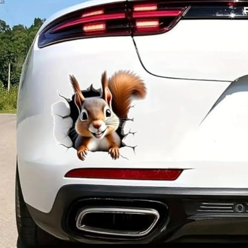 2er-Pack 13x12,5cm Fröhliche Cartoon-Eichhörnchen-Autoaufkleber - Selbstklebende Aufkleber für Autos, Motorräder, Laptops, Wände, Fenster & Kühlschränke, 2D-Flachaufkleber # AZ417