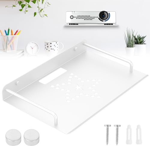 ATopoler Wall Mounted Projector Shelf,Thickened Floating AV Shelves,12.9×8.2in Floating Stand for Cable Boxes/Games Console/DVR/TV/Router Accessories
