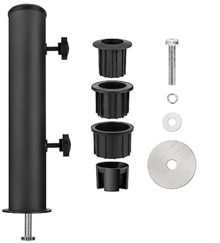 Lapiglo Tubo regolabile per ombrellone da patio, resistente, per aste in acciaio inox da 25 mm a 38 mm, design sicuro antivento (ferro)
