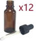 Dropper bottle with pipette 20ml - Glass/Amber (x12) - Suitable for Medical/Aromatherapy