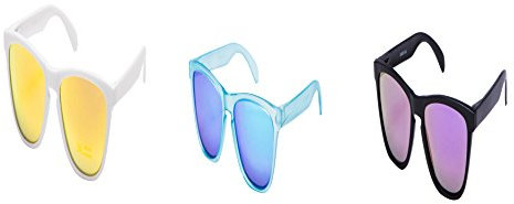 Ciffre 3 er Set Sonnenbrille EL-Sunprotect® Polarisierte Linsen Retro Vintage Style Nerd Look Stil Unisex Brille - Türkis Blau Verspiegelt/Weiß Gelb Verspiegelt Schwarz Lila