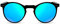 Cheapass Verspiegelte Sonnenbrille Rund-e Brille Schwarz Blau-Grün UV-400 Damen Herren