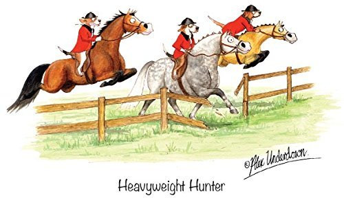 Lustige Pferde Grußkarte Heavyweight Hunter von Alex Underdown Eine tolle Karte für Reiter