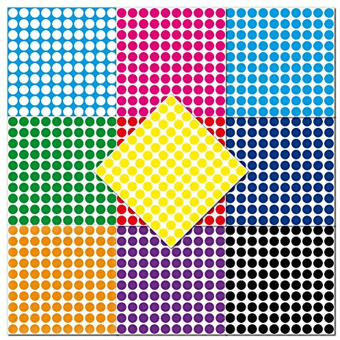 1000 Klebepunkte 5mm selbstklebend farbige Punkt Aufkleber PVC Deko Folie Etiketten Inventur (bunt)