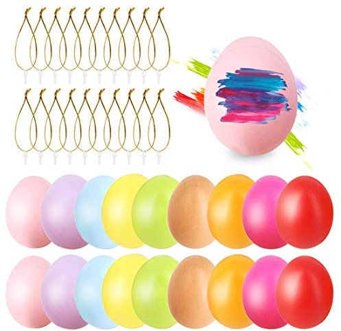 O-Kinee Ostereier Plastik,Ostereier zum Bemalen,Ostereier zum Aufhängen,6 cm Eier Ostern Deko,Plastikeier Kunststoffeier,Ostern Dekorieren,Osterstrauchdeko(24 Stück Bunt Ostereier)