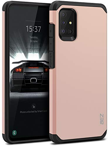 BEZ Hülle für Samsung Galaxy A51 Hülle, Handyhülle Tasche Stoßfestes Kompatibel für Samsung A51, [Heavy Duty Serie] Outdoor Dual Layer Armor Case Handy Schutzhülle Robuste, Rosa Gold