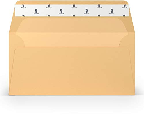 PAPERADO 25 Briefumschläge DIN lang/DL Haftklebung mit Seidenfutter - Melon gerippt Lachs - 100 g/m² Kuvert ohne Fenster 22 x 11 cm - Umschläge mit Haftklebung breite Klappe