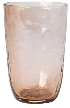 broste Copenhagen Hammered Gläser-Set 4 Stück aus Mundgeblasenem Glas in der Farbe Braun 0,5L, Maße: 9,2cm x 9,2cm x 13,5cm, 14496206