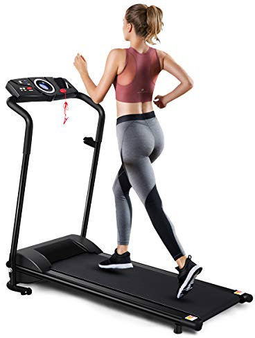 COSTWAY Elektrisches Laufband mit 2 Trainingsmodi & 12 Programme | 1-10 km/h | LCD Display | klappbar und rollbar | bis 100 kg belastbar | inkl. Sicherheitsschlüssel, Fitnessgerät für Zuhause & Büro