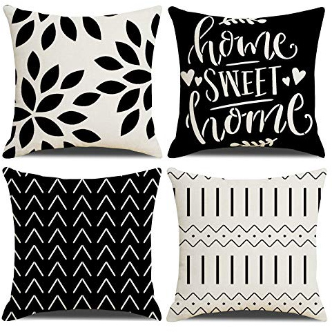 Homefeelzydys Kissenbezüge,Moderne Geometrie dekorative Baumwoll-Leinen-Kissenbezüge mit unsichtbarem Reißverschluss 50 x 50 cm Kissenbezug, 4er-Set für Wohnzimmerstuhl Sofa