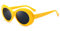 Toumett Clout Goggles Oval Mod Retro Vintage Sunglasses Round Lens,Yellow