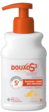 Douxo S3 Pyo Shampoo, Contains 3% Chlorhexidine & 0.5% Ophytrium, Antiseptic & Hydrating, For Bacterial or Yeast Skin Infections, For Dogs and Cats, 6.7 fl. oz. (200mL)