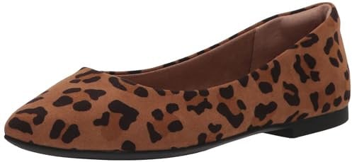 Amazon Essentials Women's Pointed-Toe Ballet Flat, Brown Leopard, 8 UK Wide