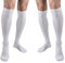 Calze da Calcio Compressione Graduata per Uomo e Donna, Sportive al Ginocchio, Ciclismo, Basket, Elastiche per Recupero, Viaggi in Aereo - 2 Paia (Bianco, S/M)