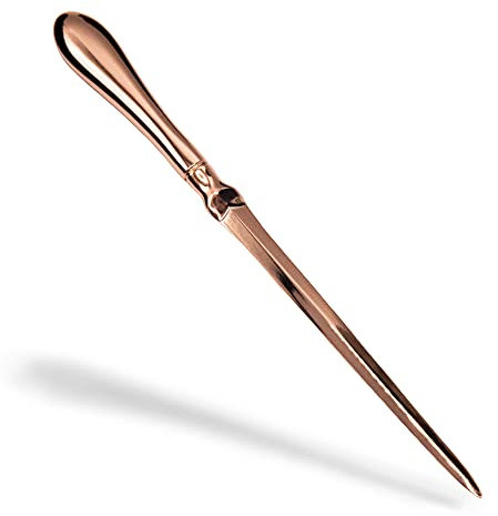 Uncommon Desks Brieföffner-Messer in Rotgold, glatter Metallüberzug, ergonomischer, abgerundeter Griff für Komfort, für Zuhause und Büro, 1 Packung