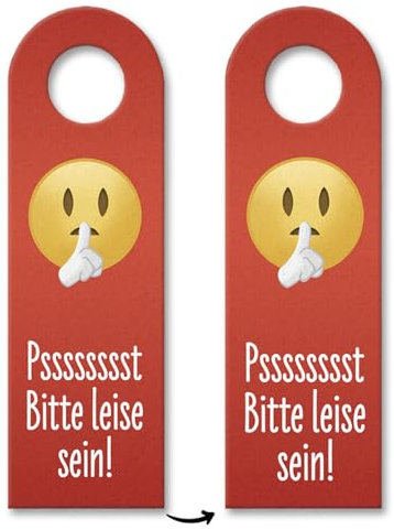 Pssst Bitte leise sein Emoticon mit Zeigefinger vor dem Mund Türhänger 3er Set als lustige Alternative zu herkömmlichen Türschildern um deinen Gästen ein Lächeln ins Gesicht zu