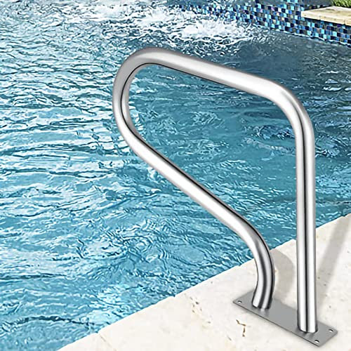 Natliedop Handlaufe Fuir Pool 304 Edelstahl-Pool-Handlauf, Schwimmbad-Treppengeländer, Treppen-Pool-Handlauf, Poolgeländer mit Schnellmontage-Grundplatte und Blauer Griffabdeckung 4 Fuß, 300 lbs