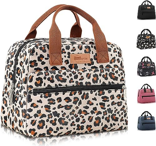 HOMESPON Lunchtasche Isolierte Kühltasche mit großer Kapazität und wasserdichtes Material. Tragbar für Frauen und Männer Schüler Büro Picknick(Leopard)